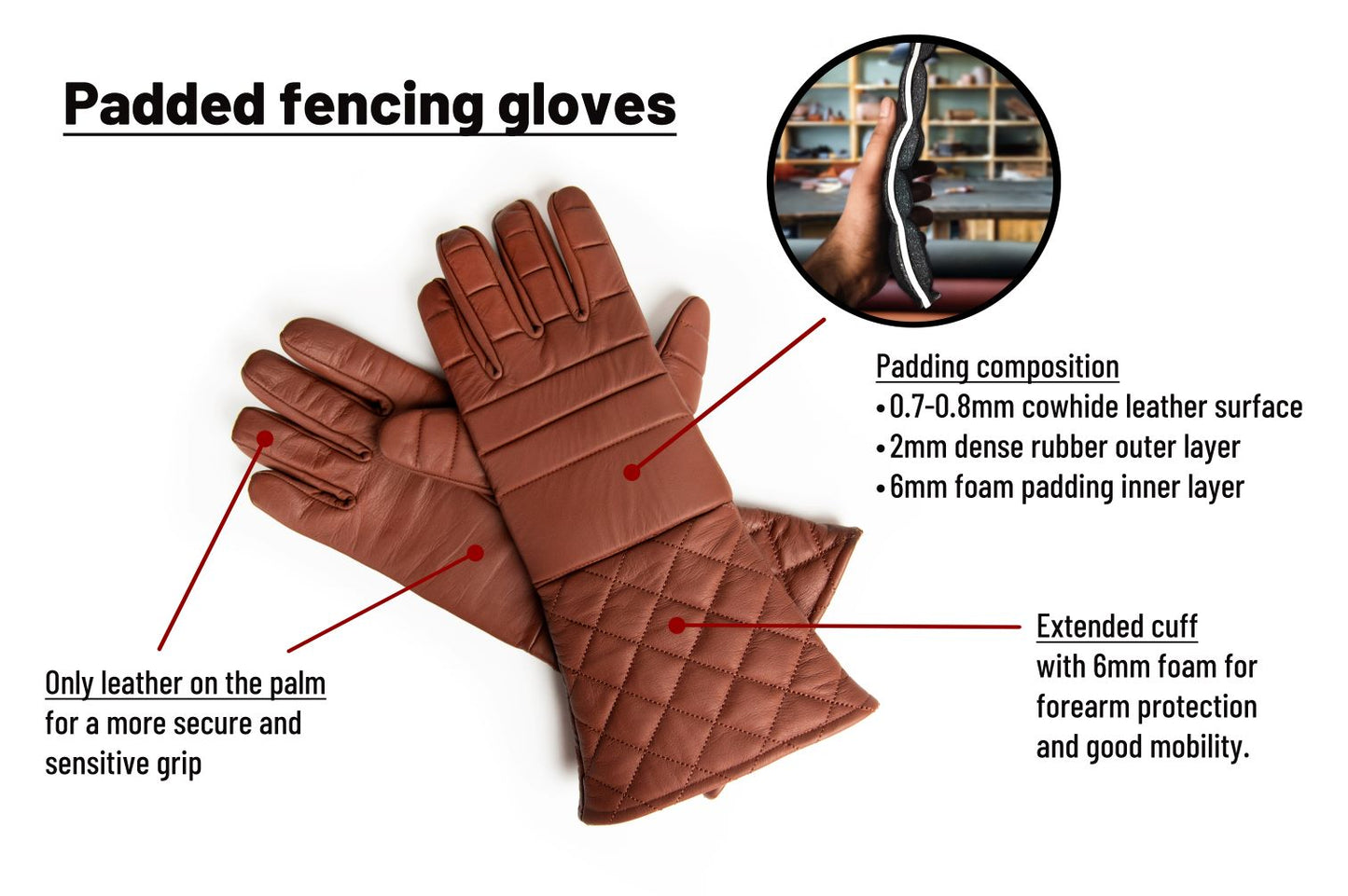 Padded fencing gloves