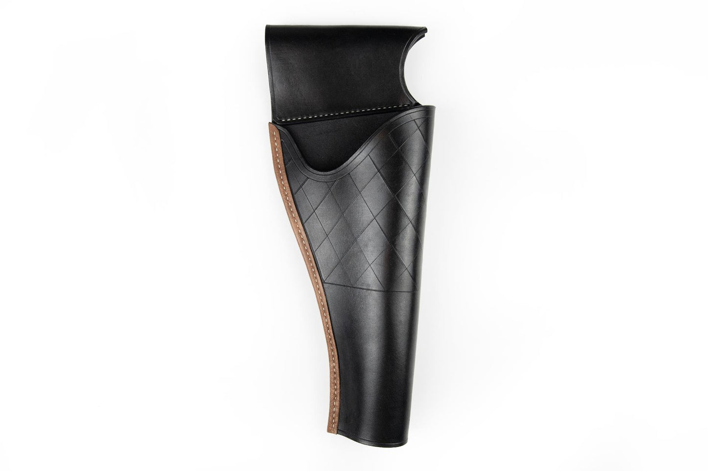 black leather holster LARP warrior with holster and sword action scenewith diamond pattern texture detail