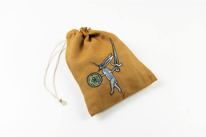 Rabbit fighter embroidered drawstring bag in yellow canvas